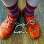 April Fool?s Day Shoes. Casual  womans shoelaces tied together a